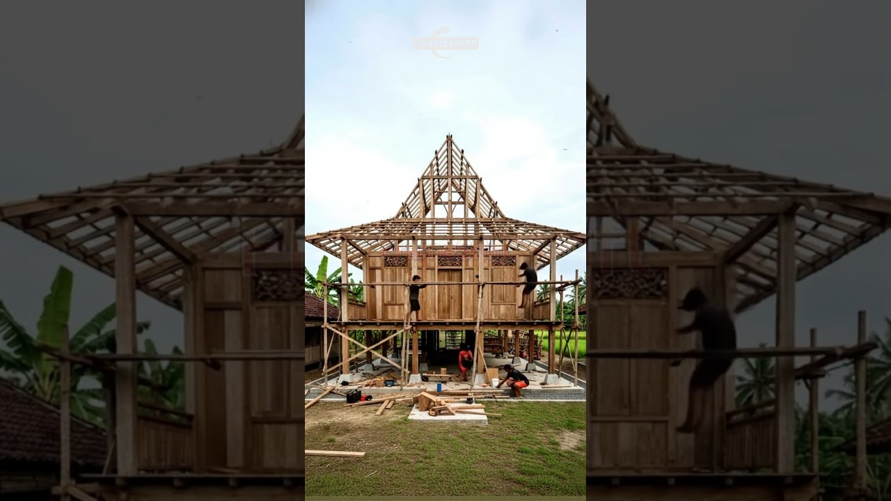 Traditional Indonesian Stilt Wooden House 
