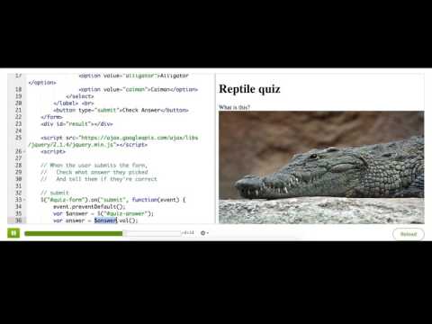 Processing a quiz with jQuery | Computer Programming | Khan Academy