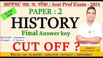 Final Answer key History MP Assistant Professor Exam 2024 and Expected cut off