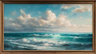 2 Hours Luxury TV Art Screensaver | 4K | Calm Ocean Waves Luxury Painting in Gold Frame screenshot 2