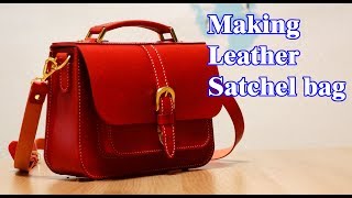 20  [Leather Craft] Making mini Satchel bag Ver1 / [가죽공예] 미니 사첼백 만들기 Ver1 /  Free pattern