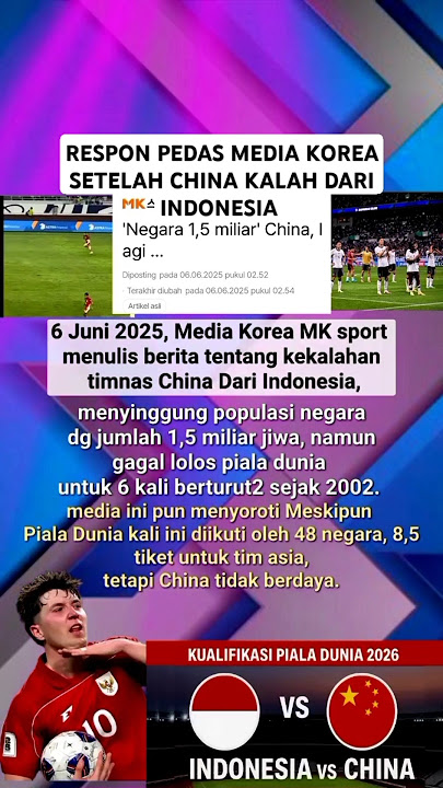 setelah China kalah dari timnas Indonesia #shorts