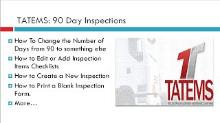 Fleet Maintenance Software - TATEMS 90 Day Inspections (BIT Inspections) Help Video