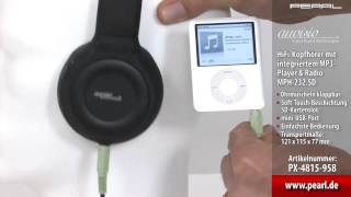 auvisio HiFi-Kopfhörer mit integriertem MP3-Player & Radio MPH-232.SD