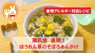 離乳食 後期レシピ ほうれん草のそぼろあんかけ 君とごはん