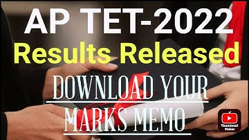 AP TET-2022 Results Released// How to download TET Marks memo