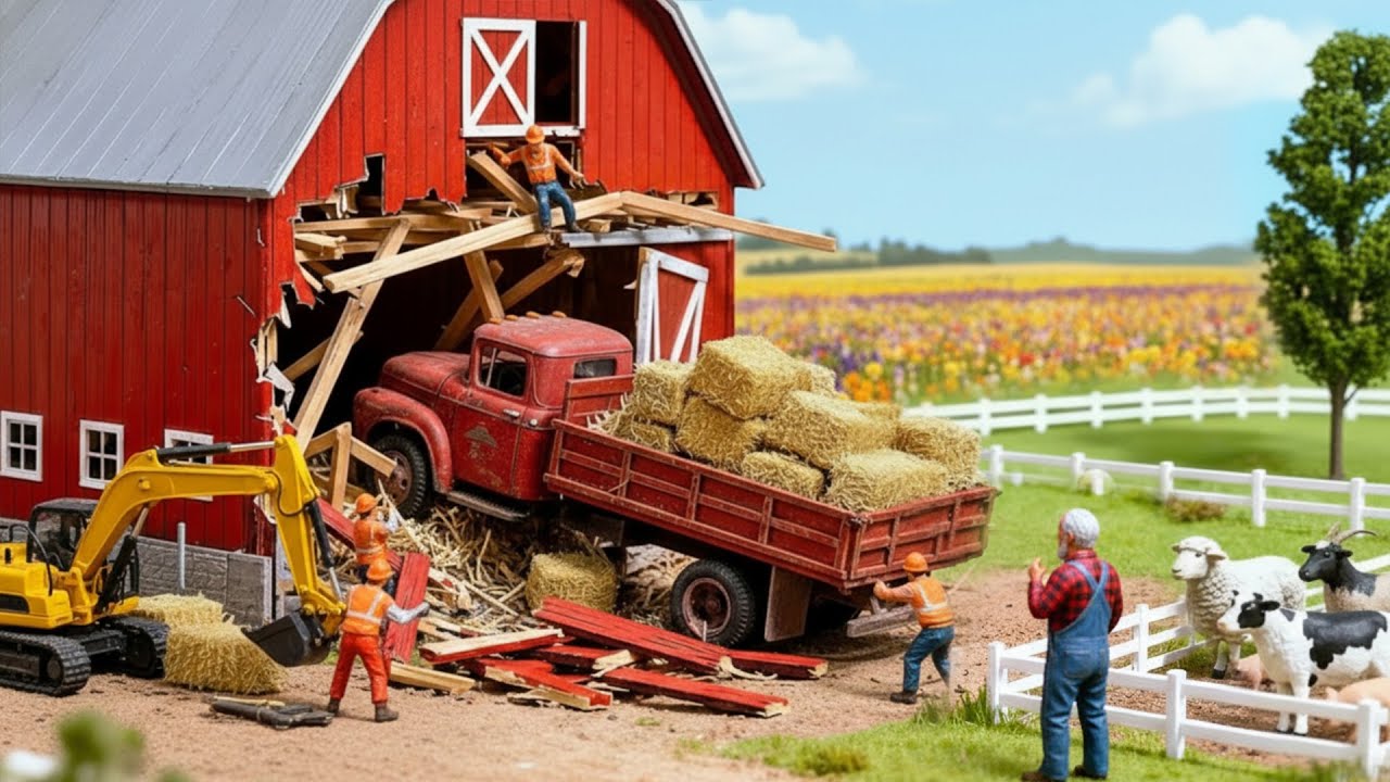 Miniature Construction: A Brake Failure Destroys the Farm Barn & the Full Repair Process