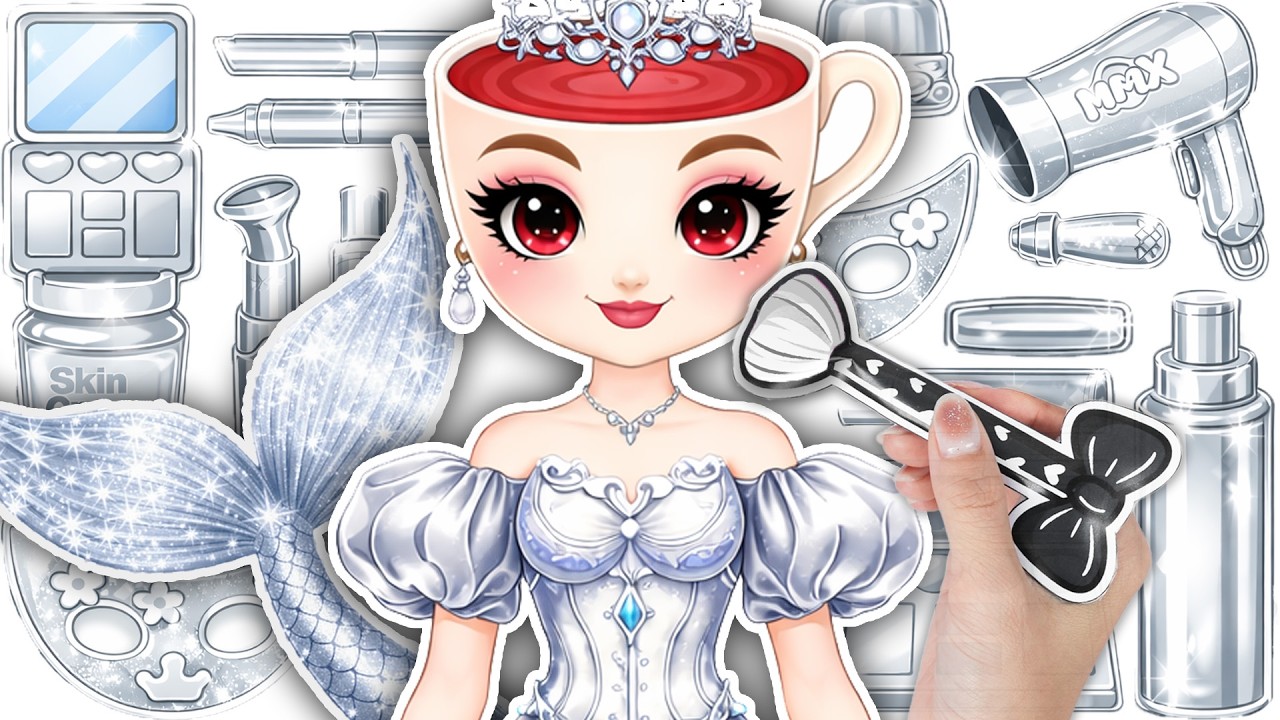 💄Paper DIY💄ITALIAN BRAINROT Mermaid Ballerina Cappuccina Glow Up Silver Luxury Fashion ASMR🎀