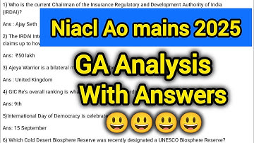 Niacl AO MAINS GA QUESTIONS 2025 | #fitnesscorner #niaclao2025 #niaclao