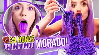 24 HORAS COMIENDO Y VIVIENDO EN UN MUNDO MORADO! 💜 | Katie Angel