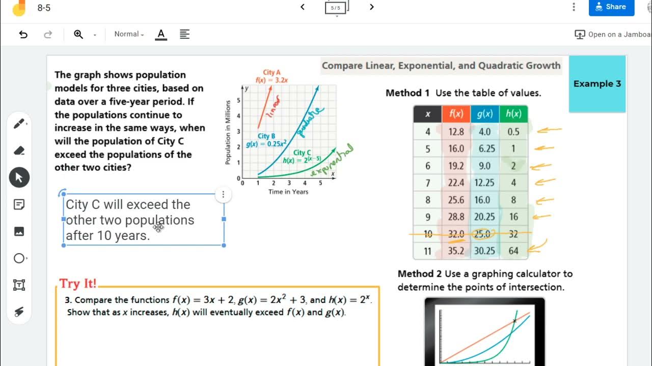 Compare Linear, Exponential, and Quadratic Growth YouTube