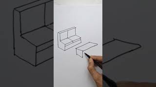 How to draw sofa and table In 3d perspective for beginners step by step