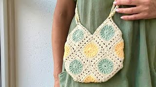 Стильная сумочка из кругов и квадратов крючком 👍