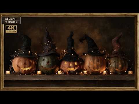 Halloween Frame TV Art 4K | Vintage Jack-o'-Lantern Pumpkin Painting | 2 Hours