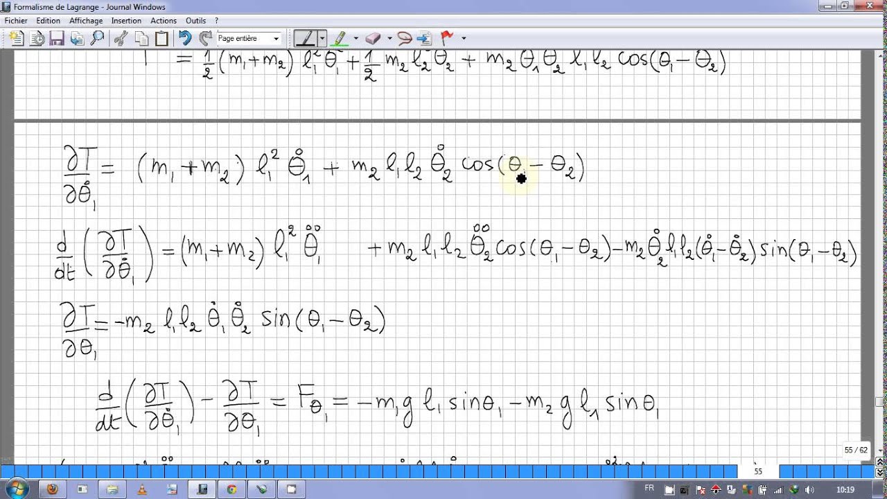 25. formalisme de Lagrange: exemple du pendule double 