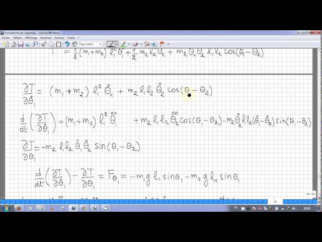 25. formalisme de Lagrange: exemple du pendule double 