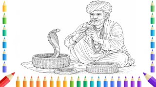 How to Color an Indian Snake Charmer 🎶| Amazing Coloring Video|coloring pages|coloring book#coloring How to Color an Indian Snake Charmer 🎶| Amazing Coloring Video|coloring pages|coloring book#coloring