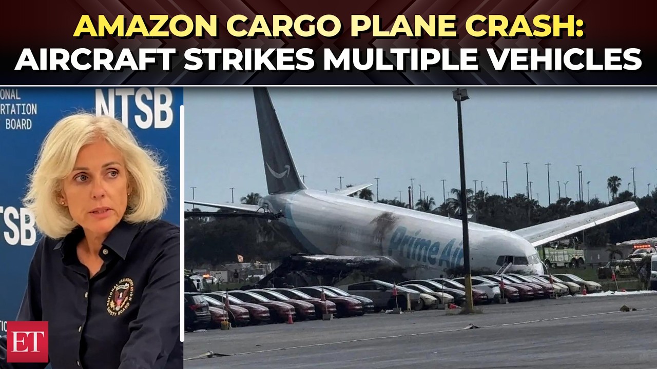 Crashed Amazon cargo jet struck two vehicles, ended up 1,300 feet