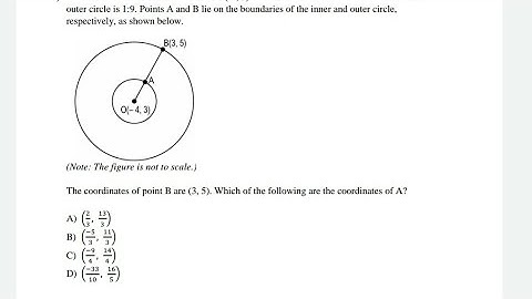 Two concentric circles are centered at O(-4, 3). The ratio of the area of inner circle to that of