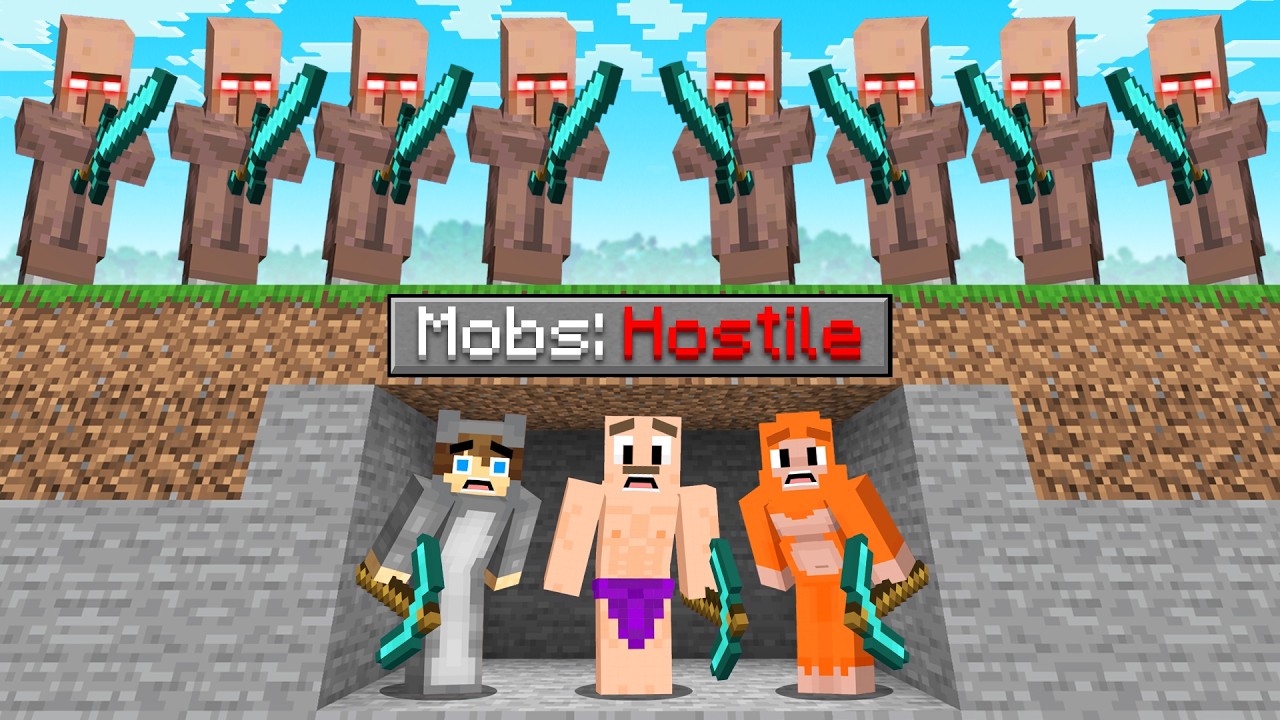 Minecraft, But ALL MOBS are HOSTILE
