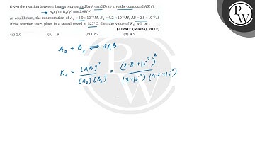 Given the reaction between 2 gases represented by A_2 and B_2 to give the compound A B(g).      A...