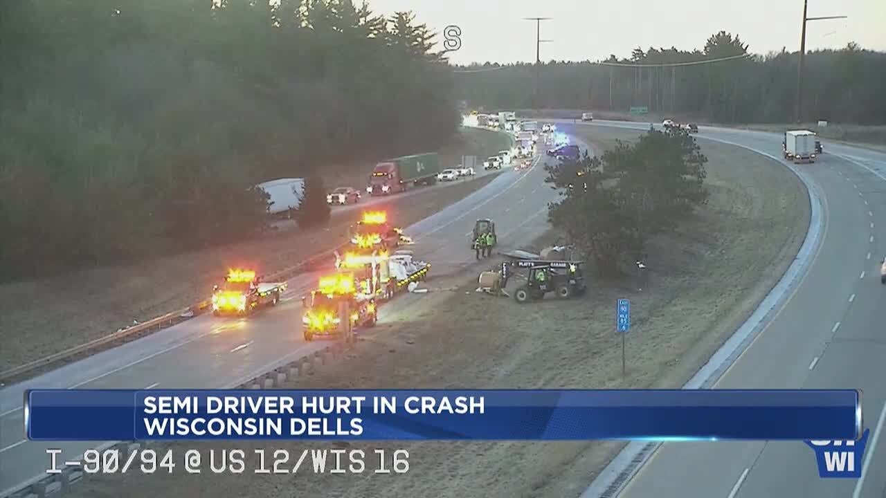 Semi driver hurt in I-90/94 crash near Wisconsin Dells - YouTube