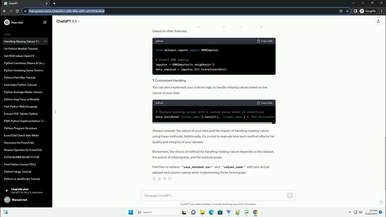 handling missing values in python - YouTube