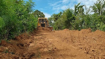 Good and Fast Work CAT D6R XL Bulldozer Operator Builds Roads in Plantations
