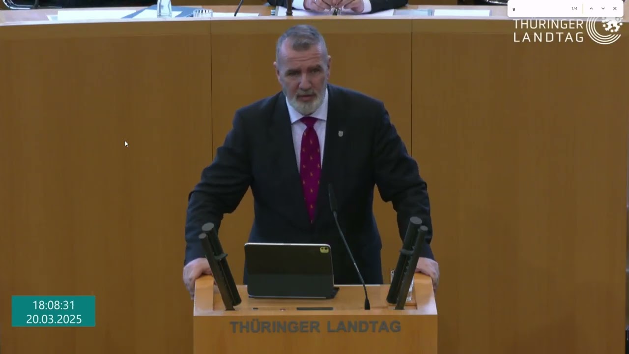 Steffen Schütz, BSW Thüringen erklärt der AfD im Thüringer Landtag was eine Friedenspartei ist