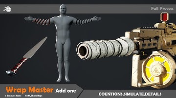 Blender Wrap Master Add-One #blender #wrap #colth  #weapon #rope #chain