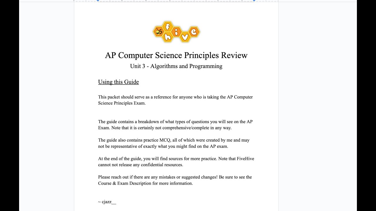 AP Computer Science Principles (AP CSP) Unit 3 Review Lecture - YouTube