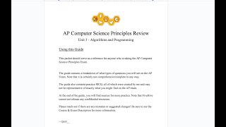 AP Computer Science Principles (AP CSP) Unit 3 Review Lecture