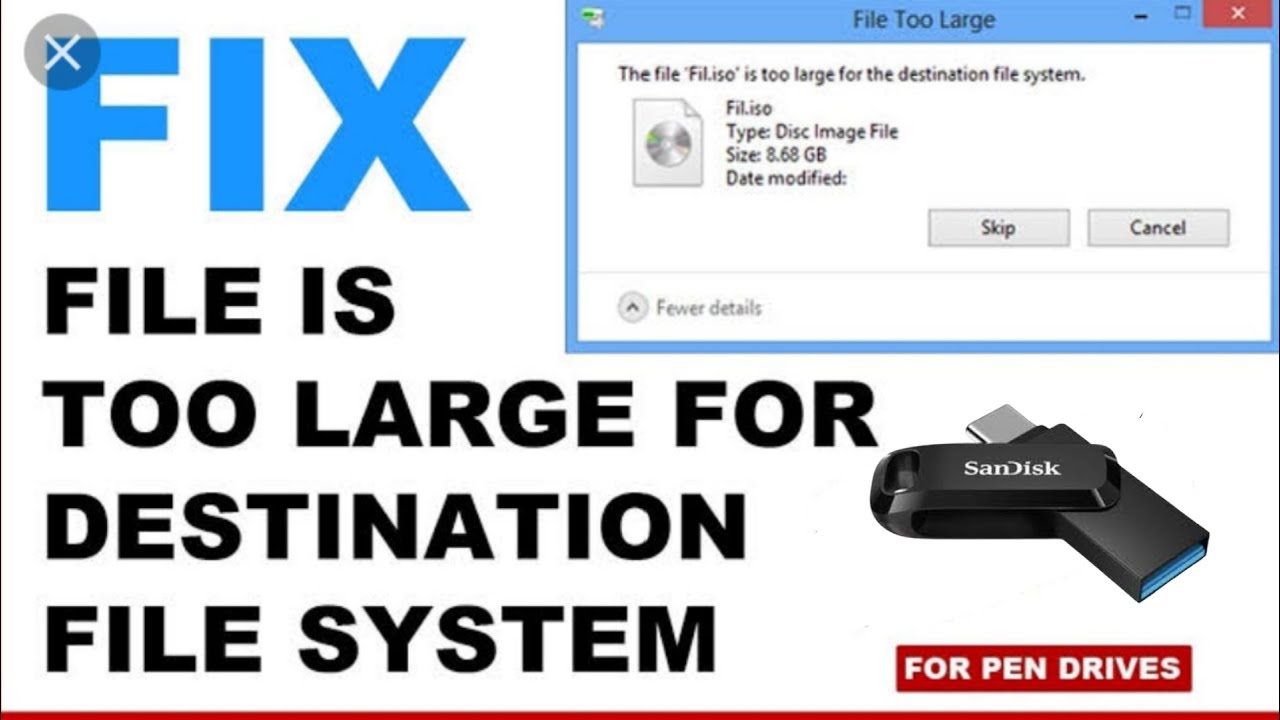 file destination too large error - YouTube