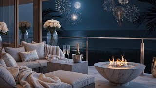 New Year’s Eve Ambience 🎆 Luxury Seaside Condo | Ocean Waves & Soft Crackling Fire Sounds for Sleep screenshot 4