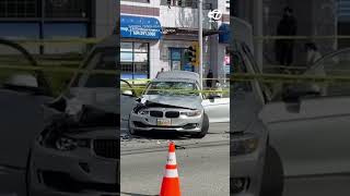 Motorcycle hangs from traffic light after crash