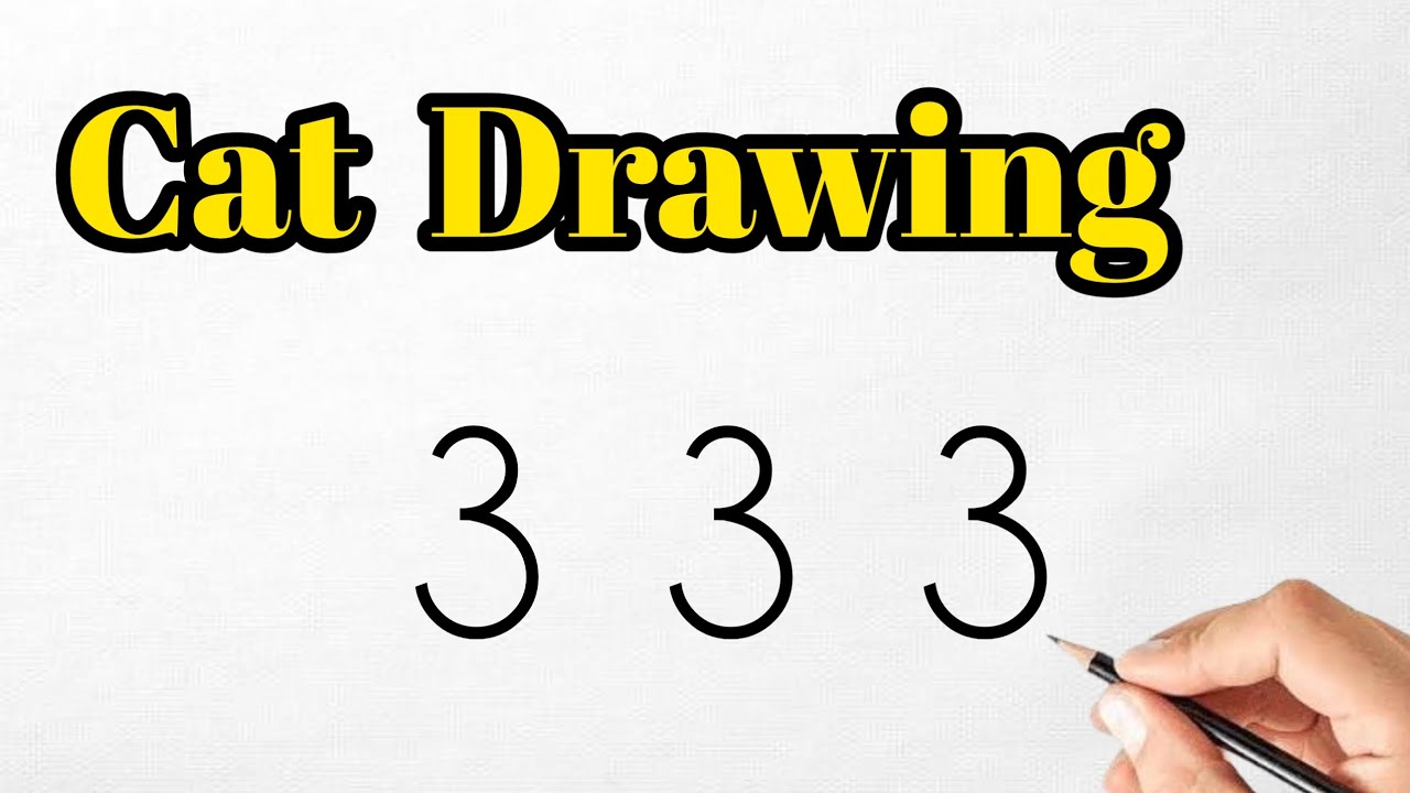 How to Draw a Cute Cat Using Number 333 | Easy Step-by-Step Tutorial