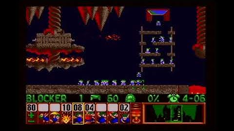 Lemmings (SNES) Mayhem 5: Down, along, up, in that order