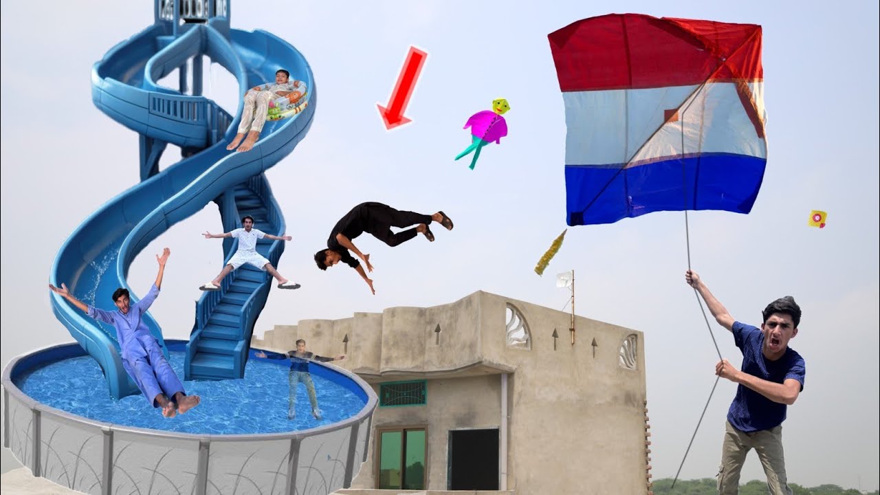 Kite Vs Big Swemming Pool Enjoy