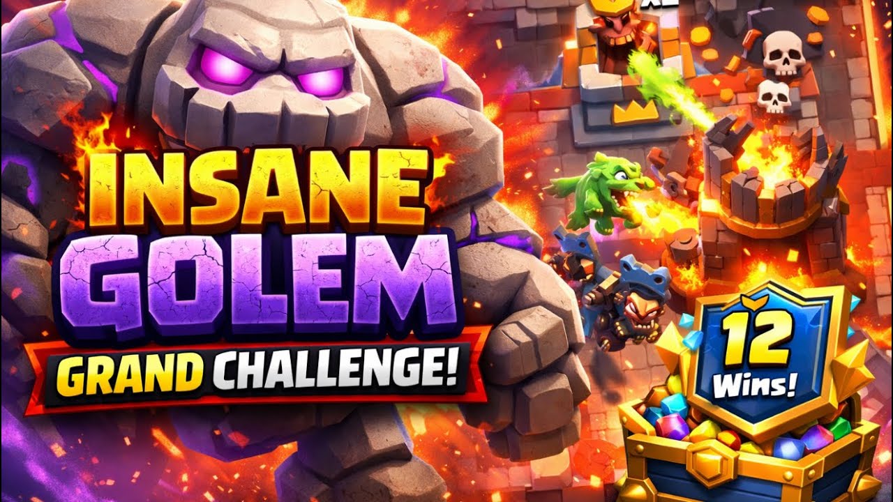 INSANE GOLEM DECK DOMINATES Grand Challenge! 🔥 | Clash Royale