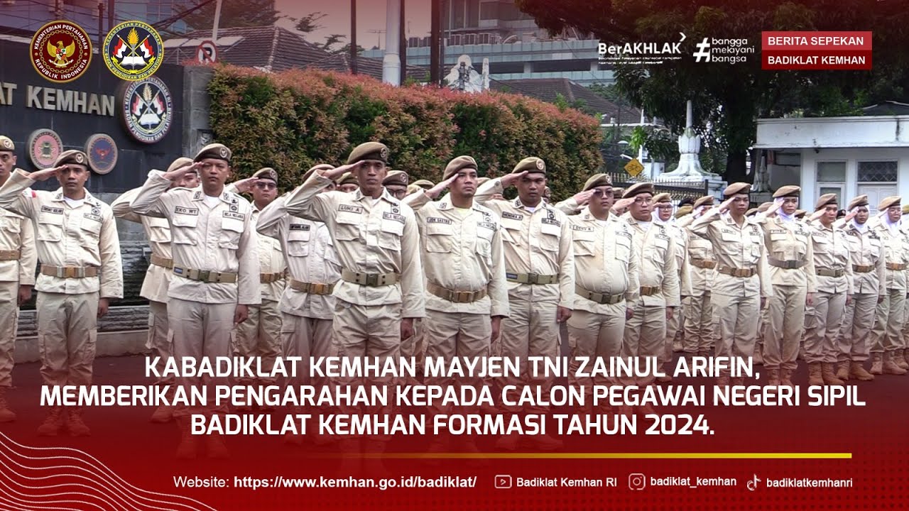(BERITA SEPEKAN) Kabadiklat Kemhan Berikan Pengarahan Kepada CPNS Badiklat Kemhan Formasi Tahun 2024