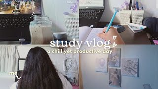 ‧˚₊⋅ study vlog — chill yet productive, homeworks, new semester, note taking, aesthetic notebook