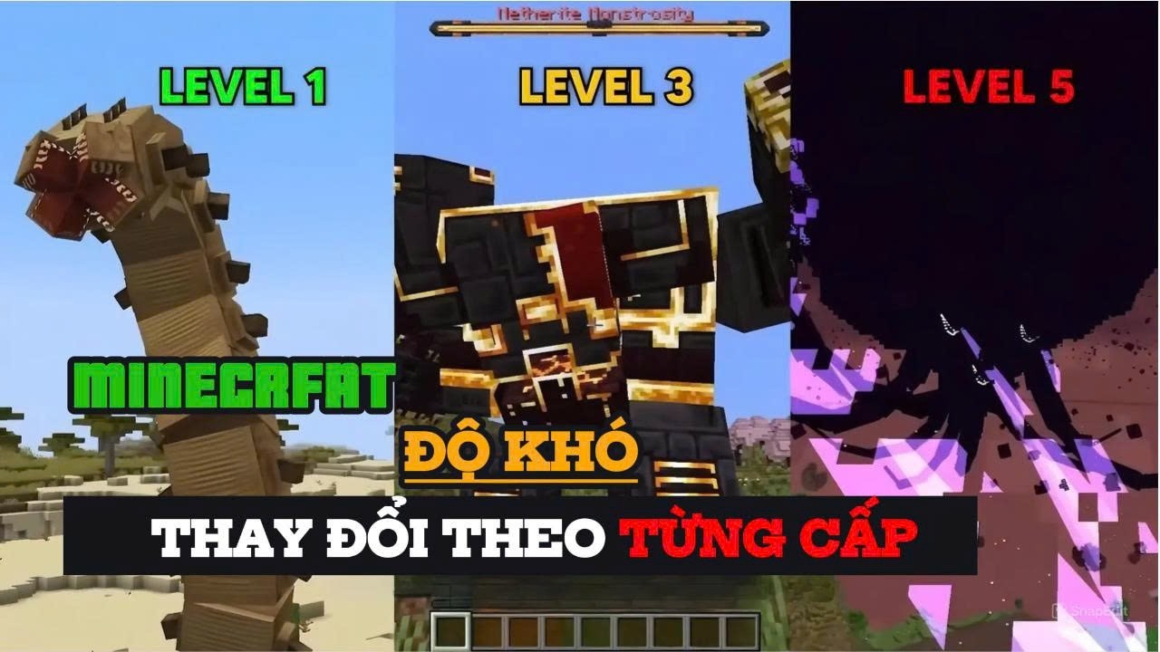 Minecraft: Chiến Đấu Với Tất Cả Boss Khổng Lồ Độ Khó Thay Đổi Theo Từng Cấp