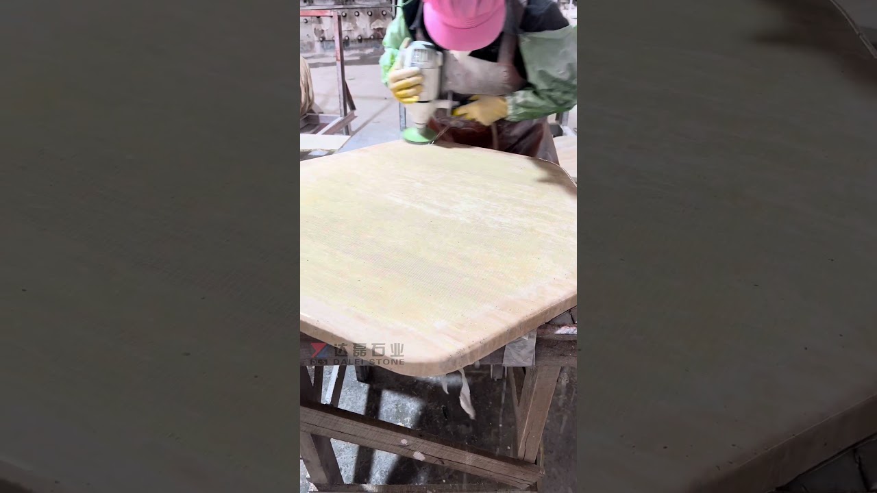 Irregular travertine coffee table processing