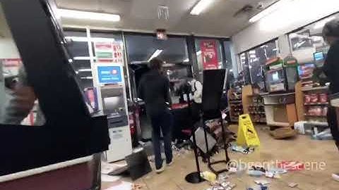 Gas station left in complete catastrophe after tonight’s looting.  #blm #protests #riots