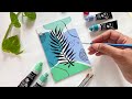 Boho art tutorial  easy acrylic canvas painting  botanical drawing  brustro pastel acrylic colour