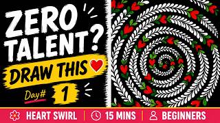 Zero Talent? Draw This Easy Zentangle Pattern | Day 1 - Heart Swirl