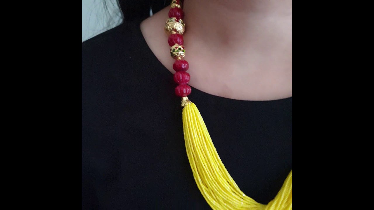 Jadau Beads Seed Bead Necklace With Earrings | Jaipri | Necklace | Ethnic Necklace | Western Jewelry