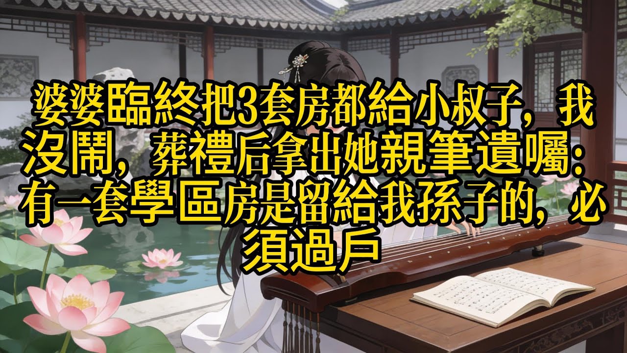 婆婆臨終將3套房全給小叔子，妯娌嘲笑我沒本事，葬禮後我亮出親筆遺囑：這套680萬的學區房，小叔子你必須立刻過戶！ 