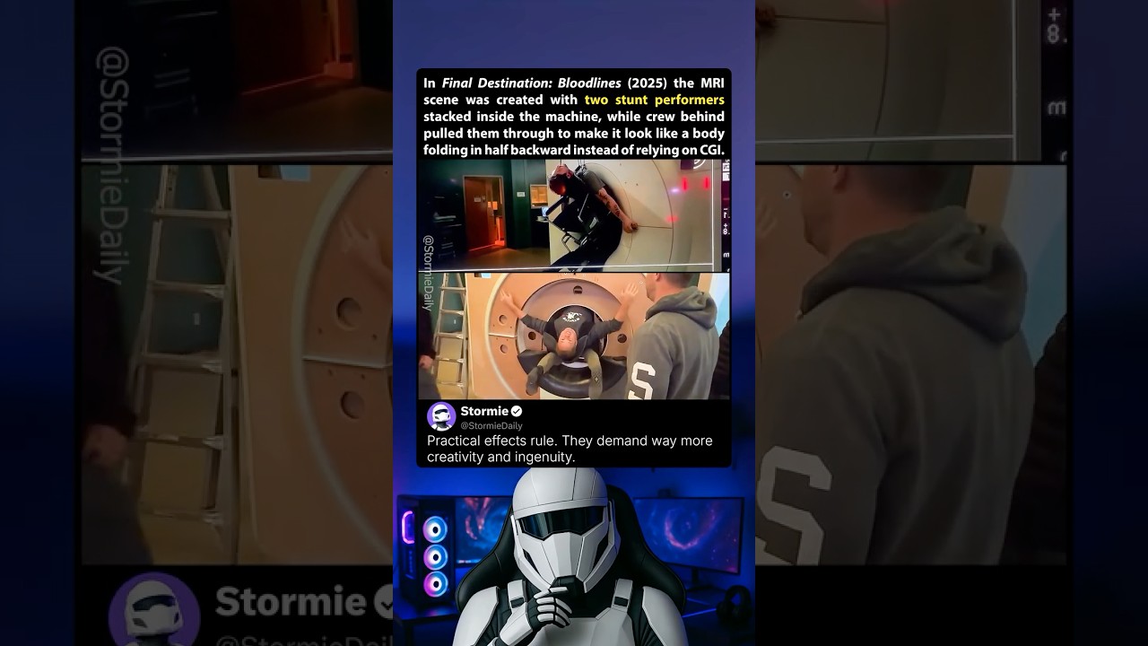 In Final Destination: Bloodlines (2025) a real stunt was used for the MRI scene instead of CGI