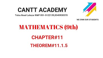 9th Mathematics, Chapter#11, Topic: Theorem#11.1.5